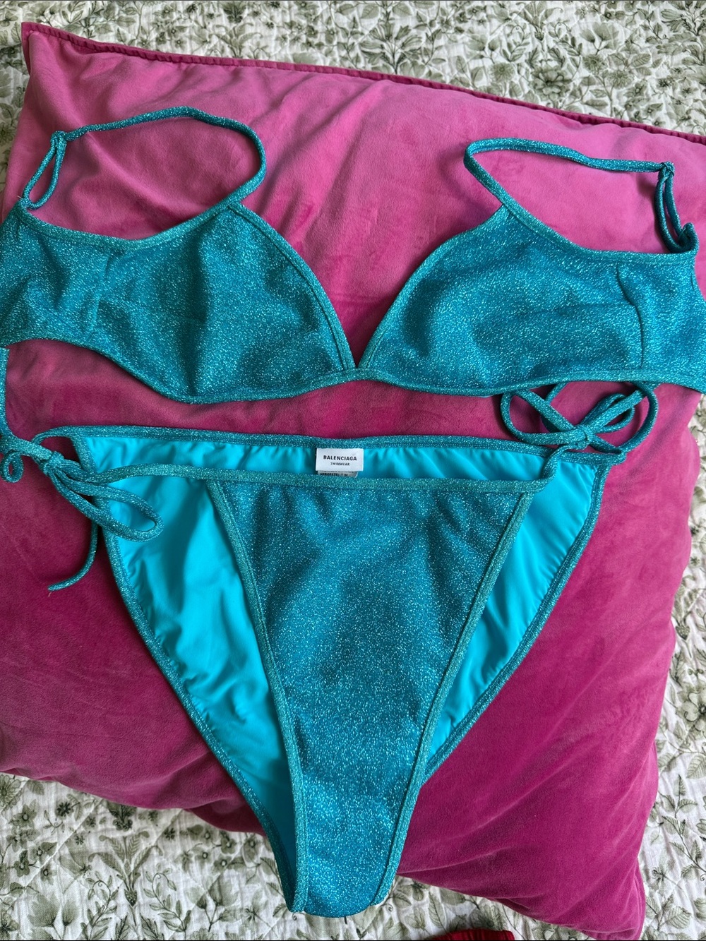 Balenciaga Teal Sparkle Two-Piece Bikini